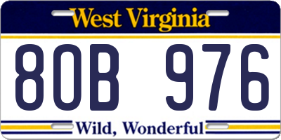 WV license plate 8OB976