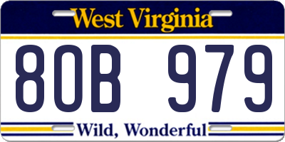 WV license plate 8OB979