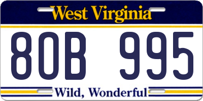 WV license plate 8OB995