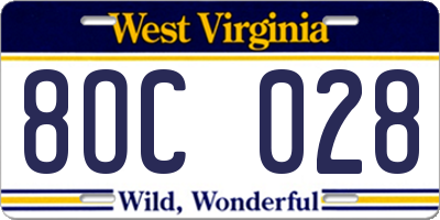 WV license plate 8OC028