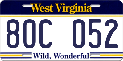 WV license plate 8OC052
