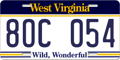 WV license plate 8OC054