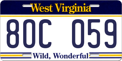 WV license plate 8OC059