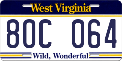 WV license plate 8OC064