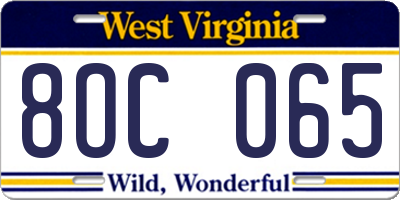 WV license plate 8OC065
