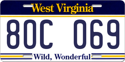 WV license plate 8OC069