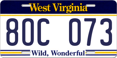 WV license plate 8OC073
