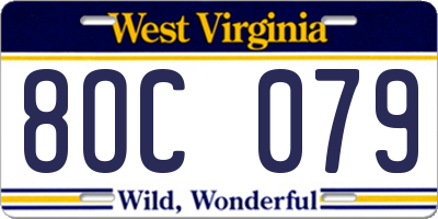 WV license plate 8OC079