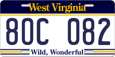 WV license plate 8OC082