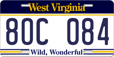 WV license plate 8OC084