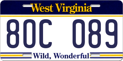 WV license plate 8OC089