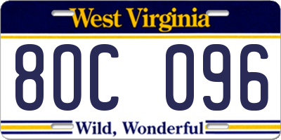 WV license plate 8OC096