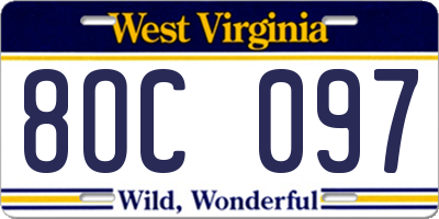 WV license plate 8OC097