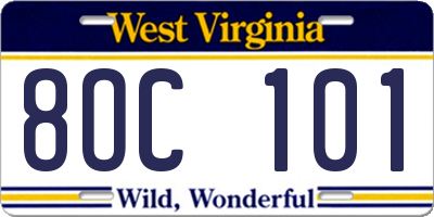 WV license plate 8OC101