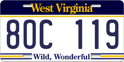 WV license plate 8OC119