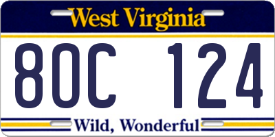 WV license plate 8OC124