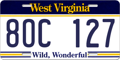 WV license plate 8OC127
