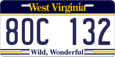 WV license plate 8OC132