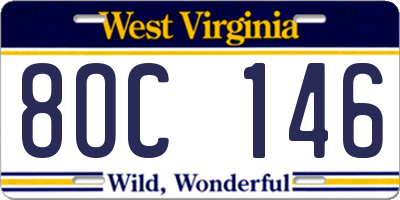 WV license plate 8OC146