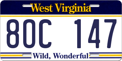 WV license plate 8OC147