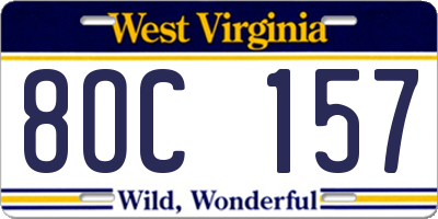 WV license plate 8OC157