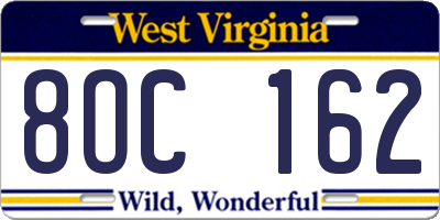 WV license plate 8OC162