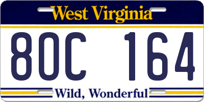 WV license plate 8OC164