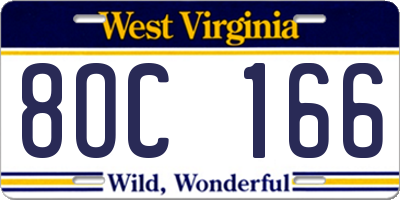 WV license plate 8OC166