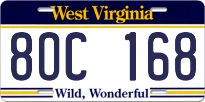 WV license plate 8OC168