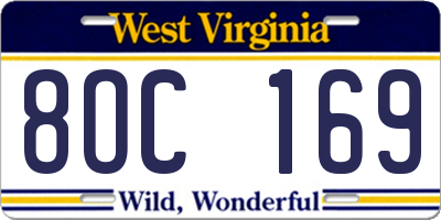 WV license plate 8OC169