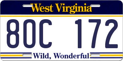 WV license plate 8OC172
