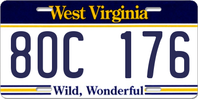 WV license plate 8OC176
