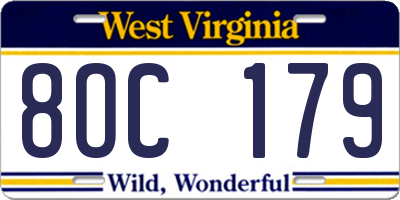 WV license plate 8OC179
