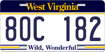WV license plate 8OC182
