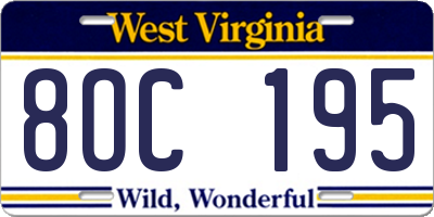 WV license plate 8OC195