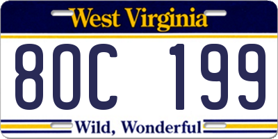 WV license plate 8OC199