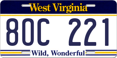 WV license plate 8OC221