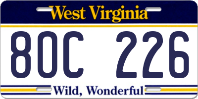 WV license plate 8OC226
