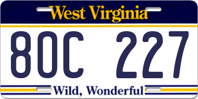 WV license plate 8OC227