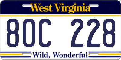 WV license plate 8OC228