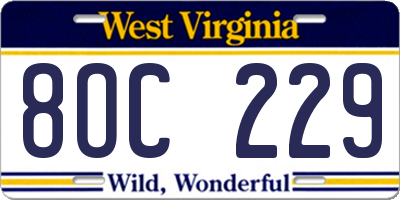 WV license plate 8OC229