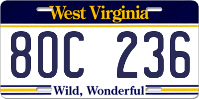 WV license plate 8OC236