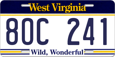WV license plate 8OC241