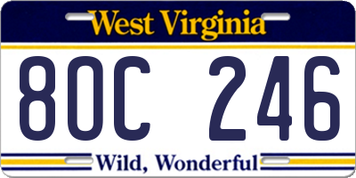 WV license plate 8OC246