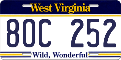 WV license plate 8OC252