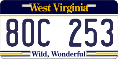 WV license plate 8OC253