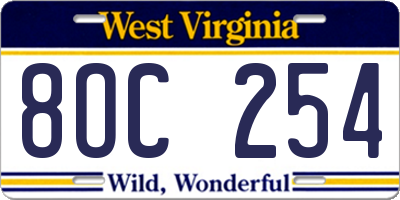 WV license plate 8OC254