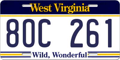 WV license plate 8OC261