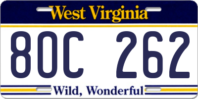 WV license plate 8OC262