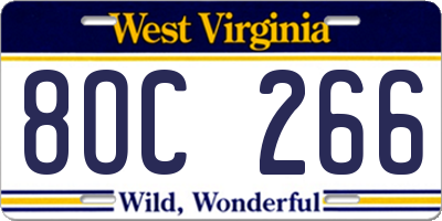 WV license plate 8OC266